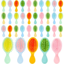 35 Pcs Mini Wet Hair Brush Macaron Color Reusable Soft Travel Detangling Brush Bulk with Ease Knots Suitable for Most Hair Types, 7 Colors