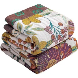 HOORDRY Cotton Blanket, Bedspread, 100% 4-Layer Prewashed Cuddly Blanket, Breathable Soft Wool Blanket, Ideal for Couch Throw and All Seasons, 150 cm x 200 cm