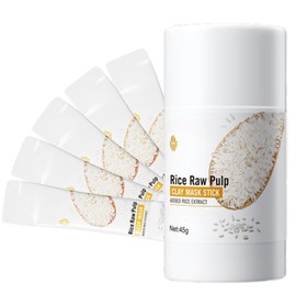 1 PC Rice Mask Stick + 5 PCS Rice paste Sleep facial masks, Face Mask Set for Cleansing Pores & Hydrating