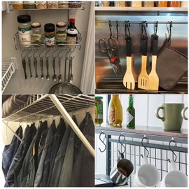 HEDGBOBO 12 Pack Heavy Duty Metal 3.5" S Hooks with Safety Buckle for Hanging Kitchen Utensils/Plants/Pots & Pans/Clothes, Hats