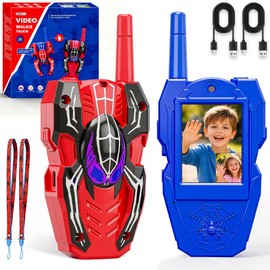 Video Walkie Talkies for Kids 2 Pack Rechargeable with Screen HD Camera &Voice Changer, 1000FT Long Range 2 Way Radio Toys Indoor Outdoor Camping Hiking Toys Birthday Gifts, Spider for Boys Girls 3-12