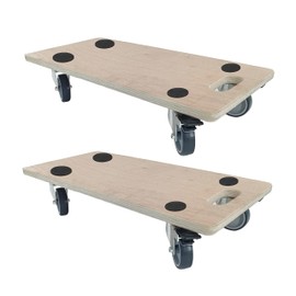 HBFBDRCT Furniture Dolly 4 Wheels, Furniture Movers, 2 Packs 2200 lb Load Capacity Heavy Duty Real Wood Dolly, Multifunctional Moving cart with 4 Soft Rubber Silent Wheels （2 with Brake+ 2 Without）