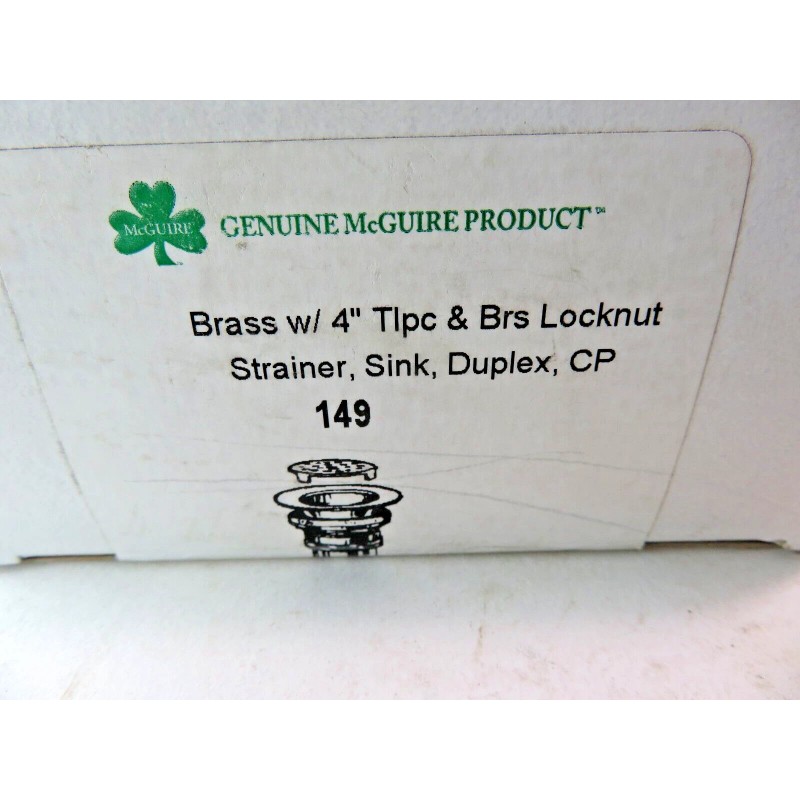McGuire Sink Strainer Flat Grid 4" Tailpiece Brass Nut Duplex