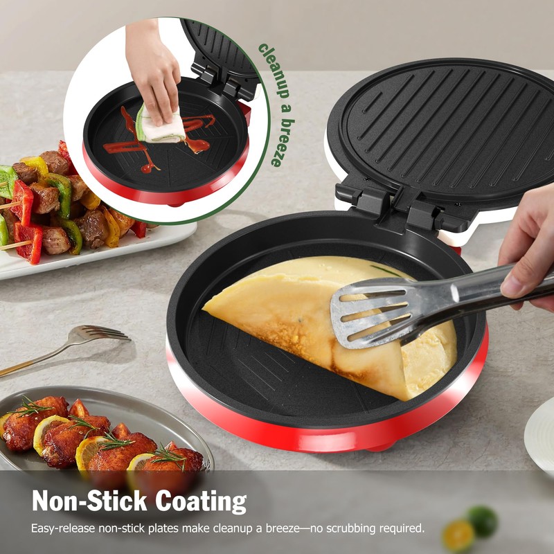 KEINVE 1000W Pizza Maker, 2-in-1 Indoor Griddle and Pizza Cooker,