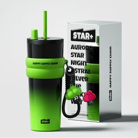 710ml Large Capacity 316 Stainless Steel Thermos Cup, Coffee Cup with Straw, Student Cup, Portable Sports Travel car Cup (3 Colors) (Dark Green Polar Night)