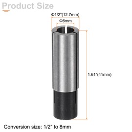 QUARKZMAN 2 Pieces Collet Chuck Screwdriver Adapter 1/2 Inch to 8 mm CNC Engraving Bit Milling Cutter Converter for CNC Machine Tool