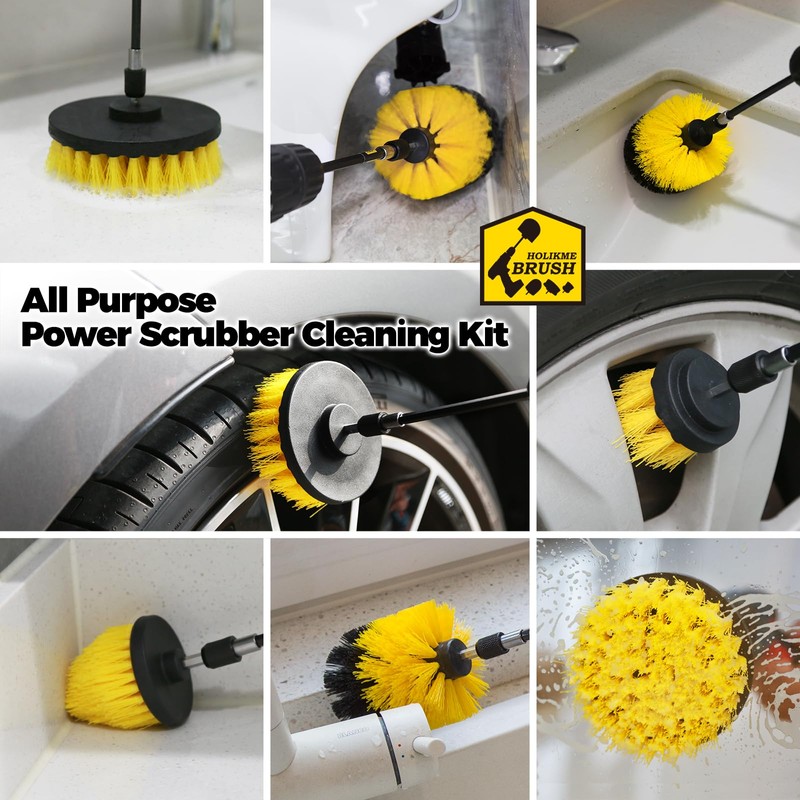 Holikme 4 Pack Drill Brush Attachments Set, Power Scrubber with