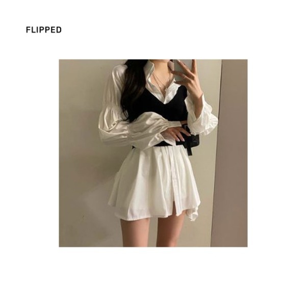 Other FLIPPED Unbalanced Bustier Shirt 1ea, Color:Black