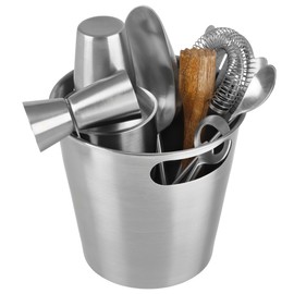 Gourmet Basics Bar Essentials 8-Piece Bar-in-Bucket Tool Set – Includes Ice Bucket, Jigger, Strainer, Bottle Opener, Muddler, Corkscrew – Home Bar Kit for Cocktails, Parties and Entertaining