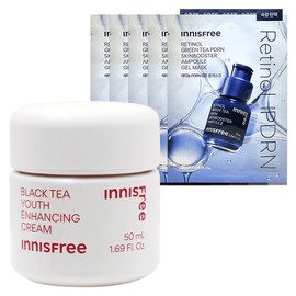 Innisfree Black Tea Youth Enhancing Cream 50ml+Retinol PDRN Skin Booster Ampoule Gel Mask 5 sheets / 이니스프리 블랙티 유스 인핸싱 크림 50ml+레티놀 PDRN 스킨부스터 앰플 겔 마스크 5매