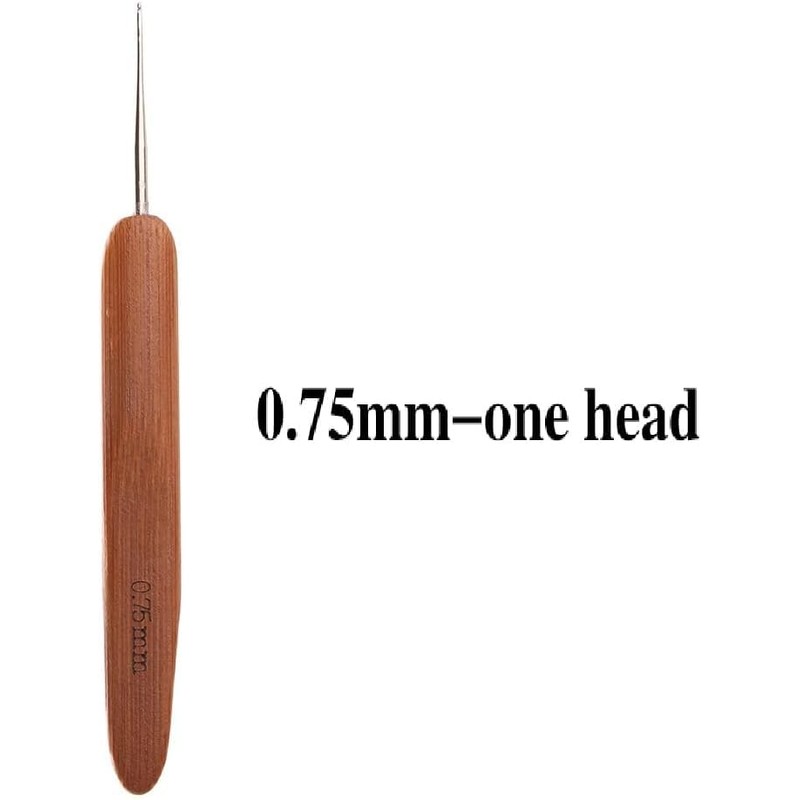 GANPUB Brown Dreadlock Crochet Needles, Bamboo Handle Micro Hook, for