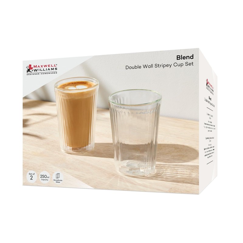 Maxwell & Williams Blend Stripey Double Wall Cup 250ML Set