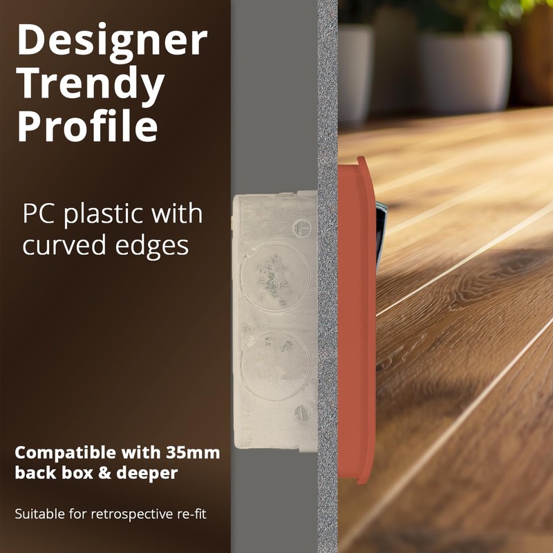 Trendi 2 Gang Artistic Modern Glossy 13 Amp Switched Tactile