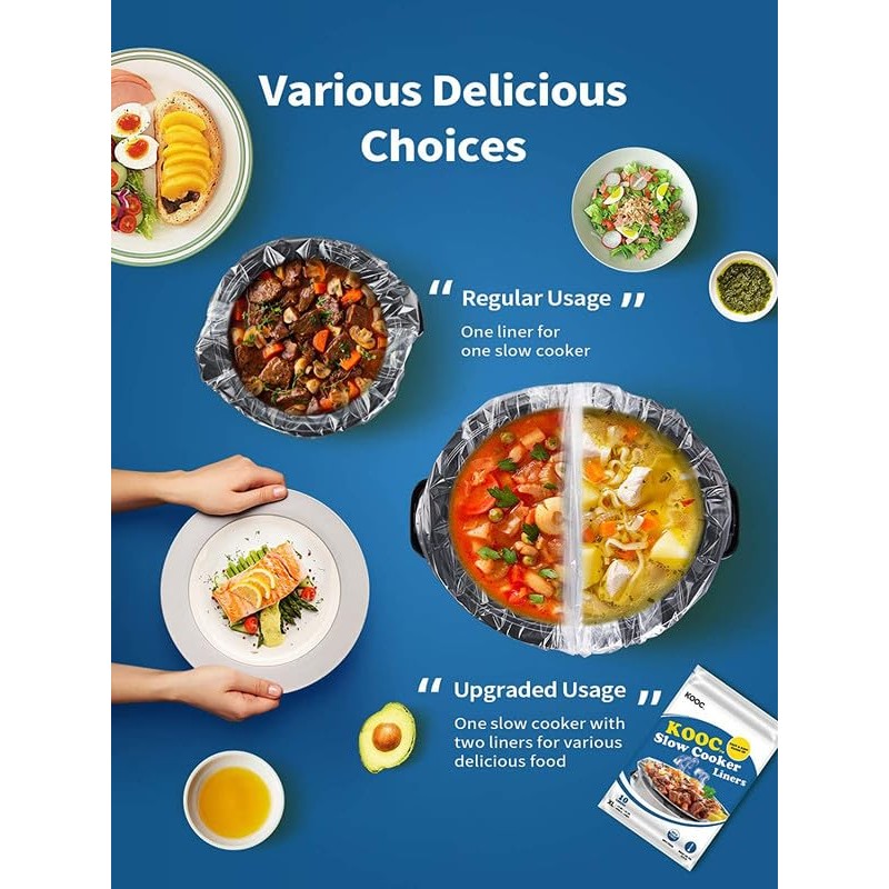 KOOC Slow Cooker Liners 14"x22" 30 Count Extra Large Size