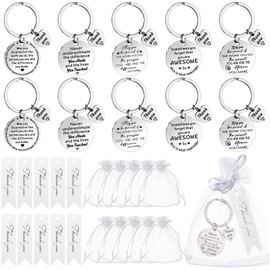 30Pcs Thank You Keychain Gifts Women Men Inspirational Keychain Thank You Card Organza Bags, Appreciation Keychain Gifts for Teacher Nurse Employee Colleague Coworkers Leaving farewell