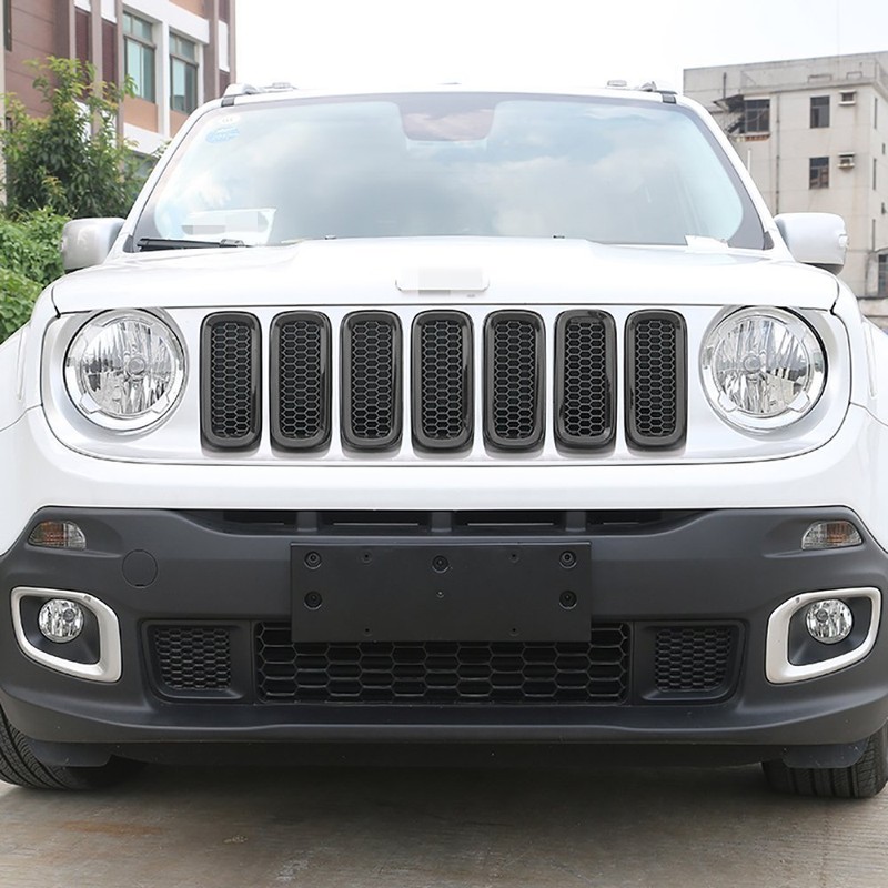 2015-2017 Renegade 7pcs ABS Front Grille Inserts with Mesh (Black)