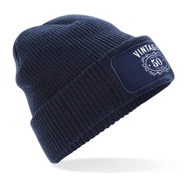 D Design Invent Print! 50th Birthday Hat Gift for Men Vintage Beanie Keepsake Present Gift Idea (Navy)