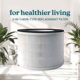 Homedics 3-in-1 HEPA-Type Replacement Filter for AP-H400 – H13 HEPA, Activated Carbon & Prefilter – Captures Allergens, Dust, Smoke, Odors, VOCs – Lasts 12 Months – AP-H400FL