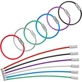 24PCS 15CM Wire Keychain Cable Stainless Steel Key Ring Loop Holder for Luggage Tag Keeper for Sport and Travel