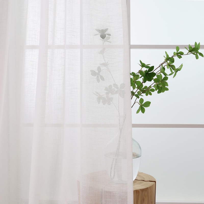 L.Z.E Off White Sheer Curtains 84 Inches Long for Living
