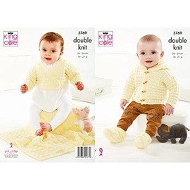 King Cole Baby DK Double Knit Knitting Pattern Cardigan Hooded Jacket Bootees & Blanket (5769)