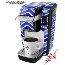 WraptorSkinz Decal Style Vinyl Skin compatible for Keurig K10 / K15 Mini Plus Coffee Makers Zig Zag Blues (COFFEE MAKER NOT INCLUDED)