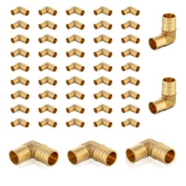 Seelink (50-Pack) PEX Fittings, Pex 3/4" x 1/2" Male Sweat Elbow Copper Adapter, Brass Crimp Fittings, for PEX Tubing Pipe Plumbing, ASTM F1807