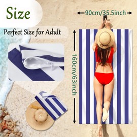 MOLHEM Beach Towel Quick Dry Microfibre, Double Sided Quick Dry Absorbent Beach Towels Sand Free, Lightweight, Compact for Travel Swimming Yoga Gym(160x90cm, 63x35in) (Blue)