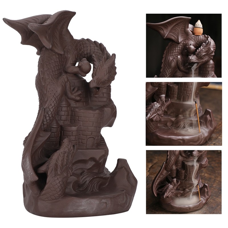 Backflow Incense Burners Dragon Shape Purple Sand Waterfall Burners Home