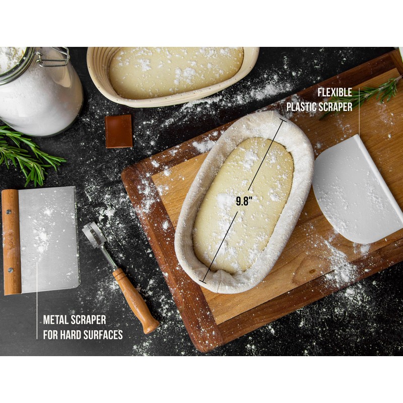 Kook Banneton Bread Proofing Set, Artisan Sourdough Bread Making Kit,