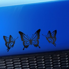 Butterfly Trio - Vinyl Decal - Choose Color - [Matte Black]