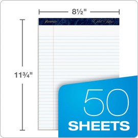 Ampad Gold Fibre Writing Pads, 8-1/2" x 11-3/4", Legal Rule, White Paper, 50 Sheets, 4 Pack (20-031R)