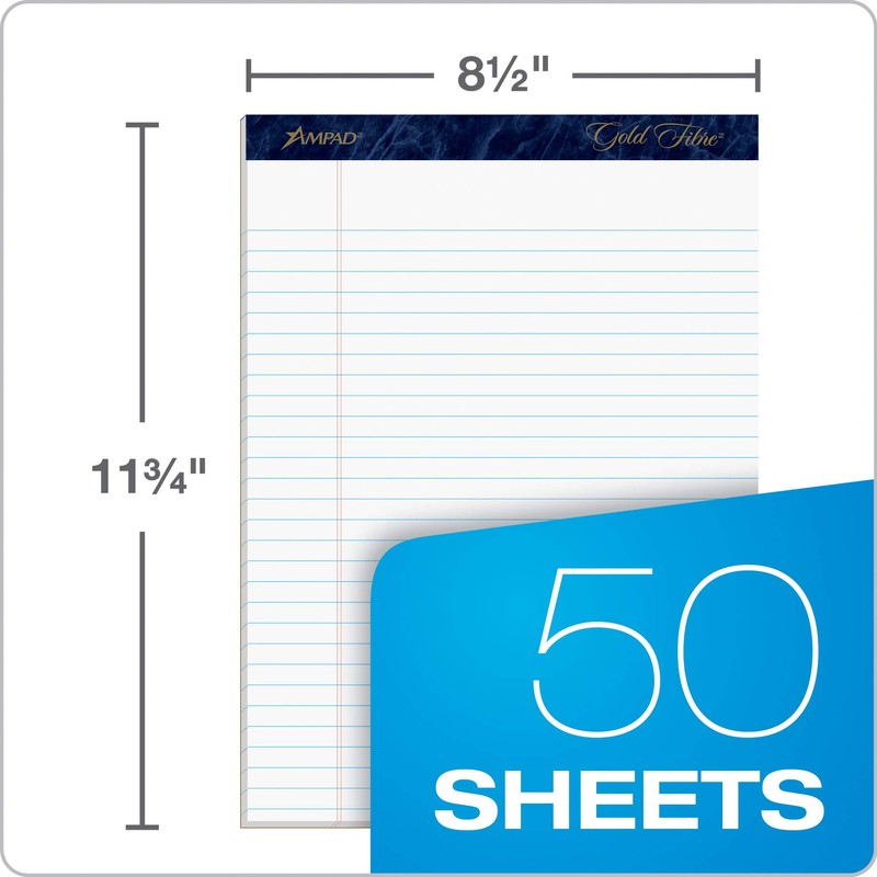 Ampad Gold Fibre Writing Pads, 8-1/2" x 11-3/4", Legal Rule,