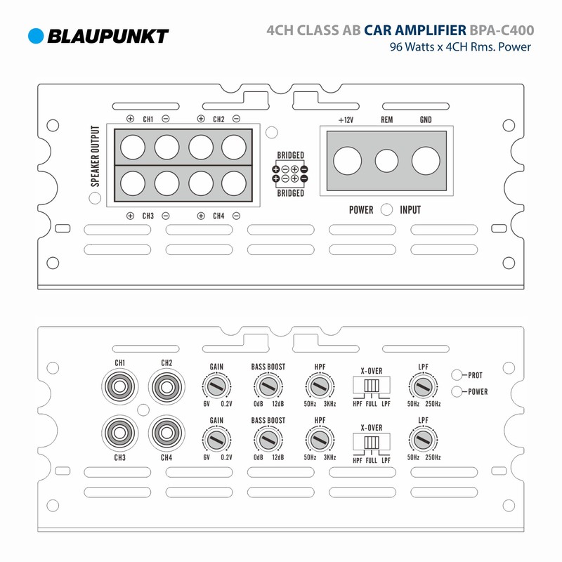 BLAUPUNKT BPA-C400 Elite Car Audio Class AB 4-Channel 2600W Stereo