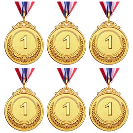 VICROIC 6 PCS Gold Medals for Kids Adults, 1st Place Award Medal for Classroom School Rewards，Sports, Competitions, Tournaments, Winning Prizes, Party, 2 Inches