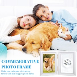 Paw Print Set Dog, Memorial Photo Frame, Pet Memorial Photo Frame, Wooden Pet Photo Frame, Suitable for Photo Frames and Stamp Sets with Pet Paw Print, Gifts and Souvenirs