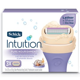 Schick Intuition Pure Nourishment Womens Razor Refills with Coconut Milk and Almond Oil, Pack of 3