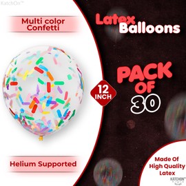 KatchOn, Multicolor Sprinkle Confetti Balloons Set - 12 Inch, Pack of 30 | Ice Cream Sprinkle Balloons for Sprinkle Party Decorations | Pastel Confetti Balloons for Sprinkle Birthday Party Decorations