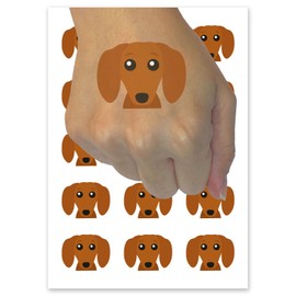 Peeking Dachshund Wiener Dog Temporary Tattoo Water Resistant Fake Body Art Set Collection - 54 1" Tattoos (1 Sheet)