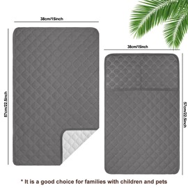 3Pcs Sofa Armrest Cover, Waterproof and Nonslip Armchair Covers for Arms Headrest, Sofa Slipcover with Side Pocket Abrasion Furniture Protector, Quilted Protector for Pets Leather Couch (Grey)