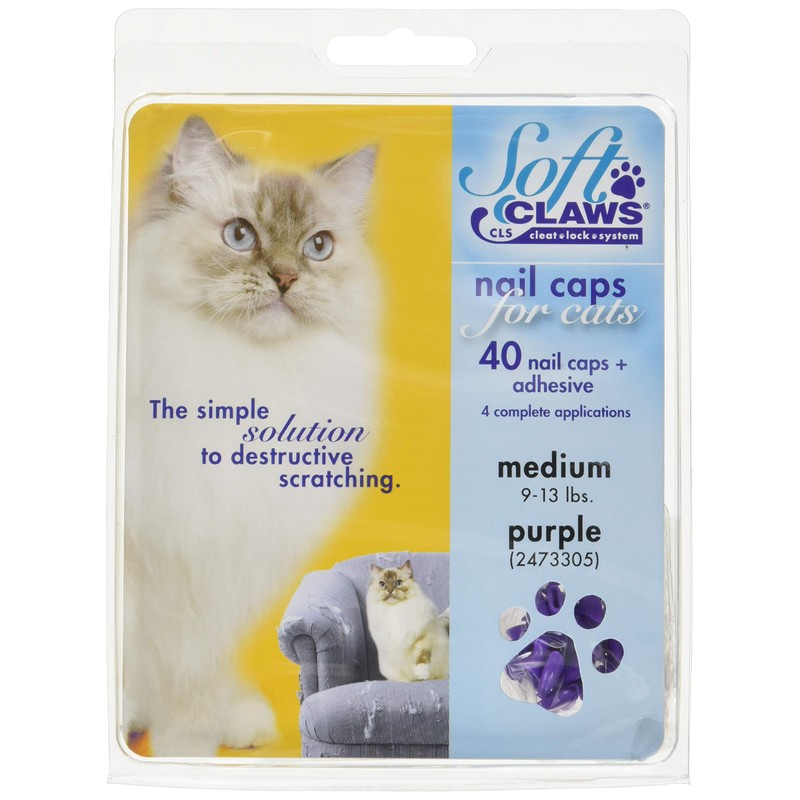 Feline Soft Claws Cat Nail Caps Take-Home Kit, Medium, Purple