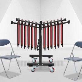 Folding Chair Cart, Chair Rack Cart-Holds 12 Chairs,Compact Folding Adjustable Chair Storage Rack with Wheels and Pull Rope,Chair Dolly for Stackable Chairs