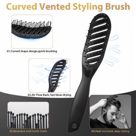 DUAIU DUAIU 7Pcs Men's Hair Styling Set: Vent Brush, Round Brush, Wide-tooth Comb, Texture Comb for Blow Drying, Detangling, Grooming, and Hairdressing