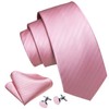 Ailisus Wedding Pink Tie Set Mens 6PCS Solid Stripe Silk