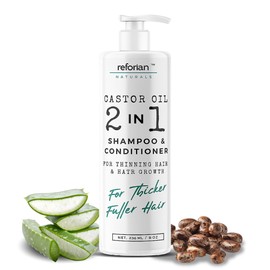 Reforian Castor Oil Shampoo and Conditioner for Hair Growth & Strength – 2 in 1 Shampoo and Conditioner Set for Men & Women – Sulfate-Free Formula for Thinning, Dry or Color-Treated Hair, 8oz