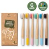 GREENZLA Kids Bamboo Toothbrushes (6 Pack) BPA Free Soft Bristles