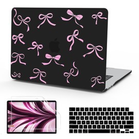 B BELK Compatible with MacBook Air 13 inch Case 2025 2024 2023 2022 Release M4 M3 M2 A3240 A3113 A2681, Plastic Hard Shell Case for MacBook Air 13.6 inch+Keyboard Cover+Screen Protector, Pink Bowknot