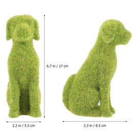 GANAZONO Dog Topiary Figurines Outdoor Ornament Dog Garden Statue Faux Green Covered Stones Faux Moss Animals Flocking Animal Green Decorations Landscape Flocked Decor Statuette Puppy Resin