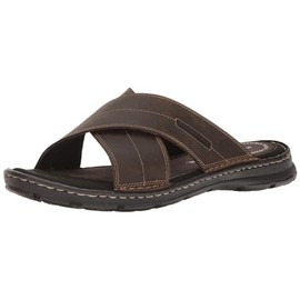 Rockport Men's Darwyn Xband Slide Sandal, Brown II Leather, 11.5