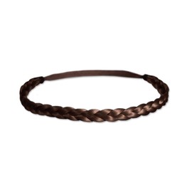 Mia Thick Braidie, Classic Braided Headband Made of Synthetic Wig Hair On An Elastic Rubber Band, Light Brown, Women And Girls 1pc